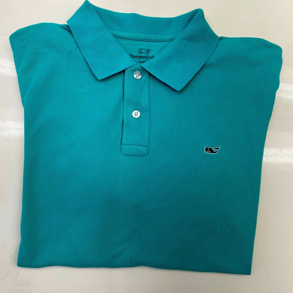 Mens Aqua Vineyard Vines Polo Medium